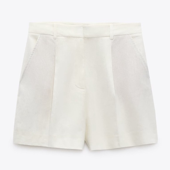 New Zara High Rise Linen Blend Shorts Size M - Picture 3 of 9